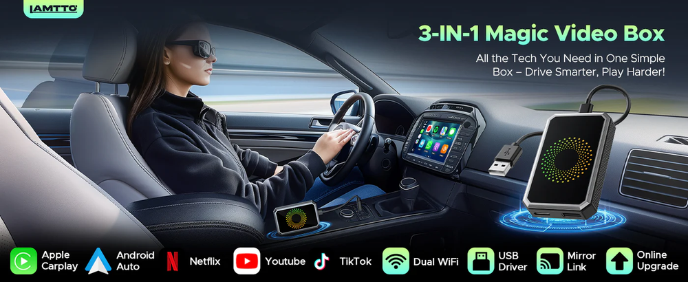 LAMTTO RC23 3-in-1 Magic Video Carplay Box for Streaming Netflix/YouTube/TikTok